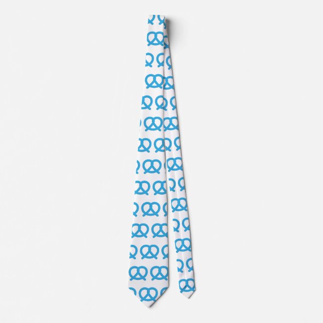 Bavarian Flag Colours Blue Pretzel Oktoberfest Tie (Front)