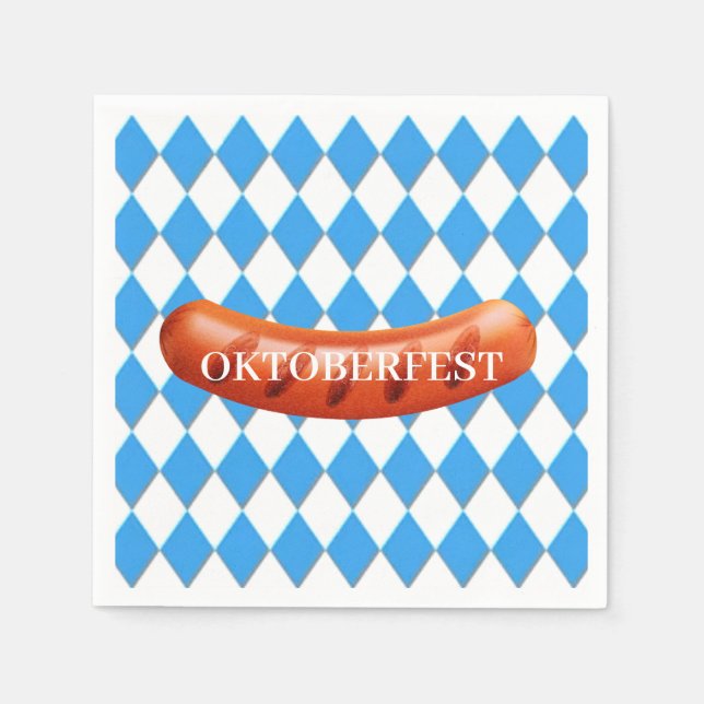 Bavarian Geometric pattern Oktoberfest Paper Napkin (Front)