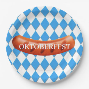 Bavarian Geometric pattern Oktoberfest Paper Plate