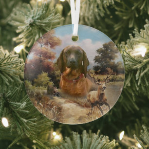Bavarian Mountain Hound,  Art      Glass Tree Decoration