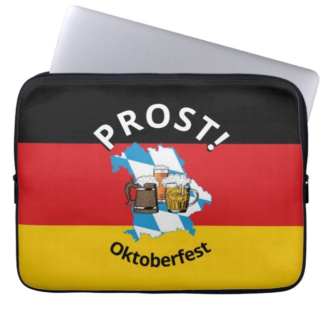 Bavarian OKTOBERFEST German Flag PROST Laptop Sleeve (Front)
