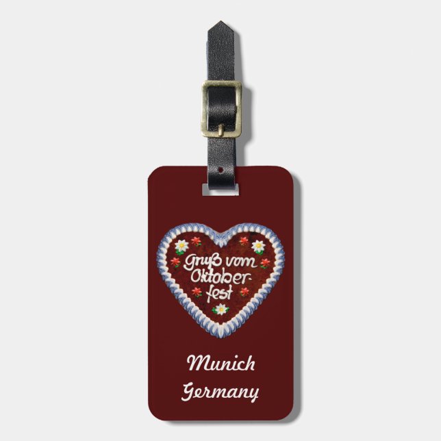 Bavarian Oktoberfest Heart Luggage Tag (Front Vertical)