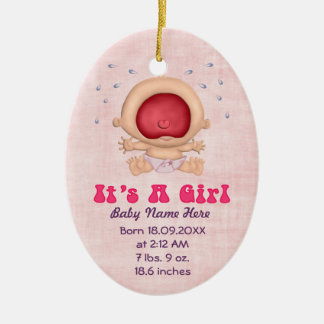 Bawling Baby - Girl Announcement Keepsake Ceramic Tree Decoration