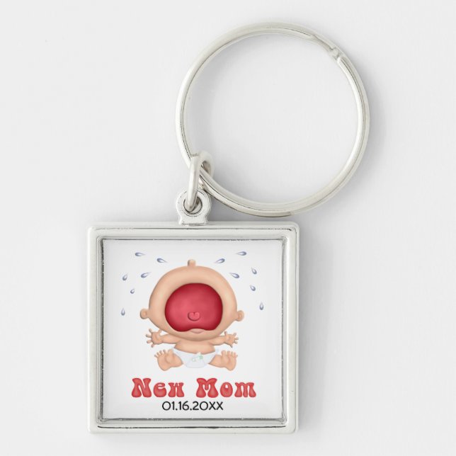 Bawling Baby - New Mum - Customise Key Ring (Front)
