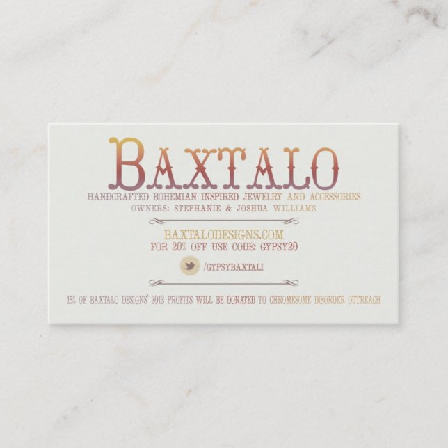 Baxtalo Design Business Card (Front)