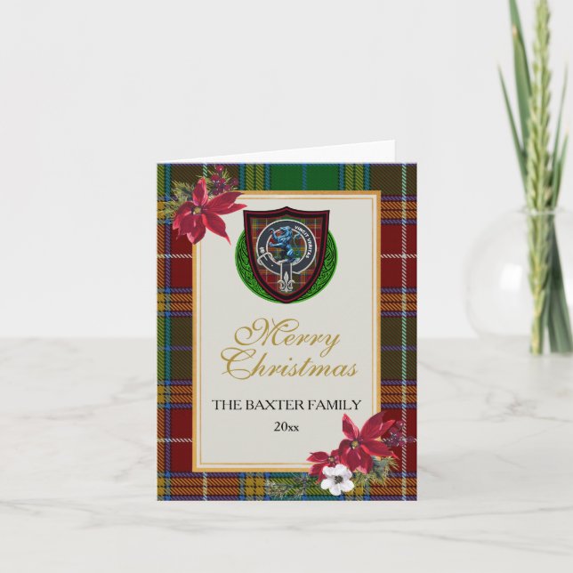 Baxter Scottish Clan Tartan & Crest Card (Front)