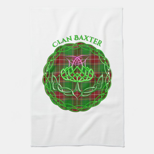 Baxter Scottish Tartan Celtic Thistle Tea Towel (Vertical)