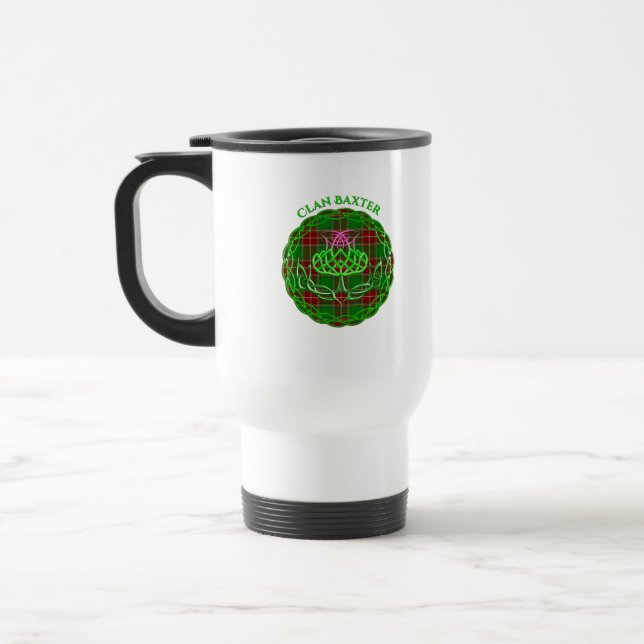 Baxter Scottish Tartan Celtic Thistle Travel Mug (Left)