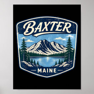 Baxter state park maine mountain hiking camping poster