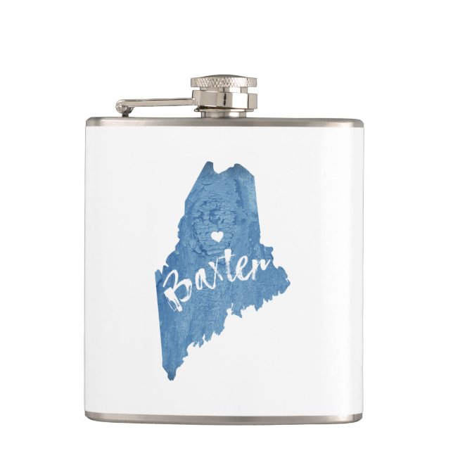 Baxter State Park Maine Wood Grain Hip Flask (Front)