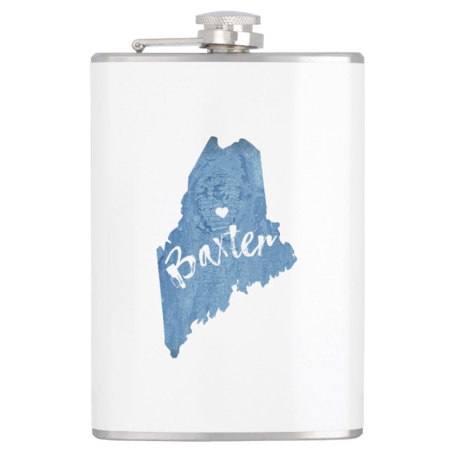 Baxter State Park Maine Wood Grain Hip Flask (Front)