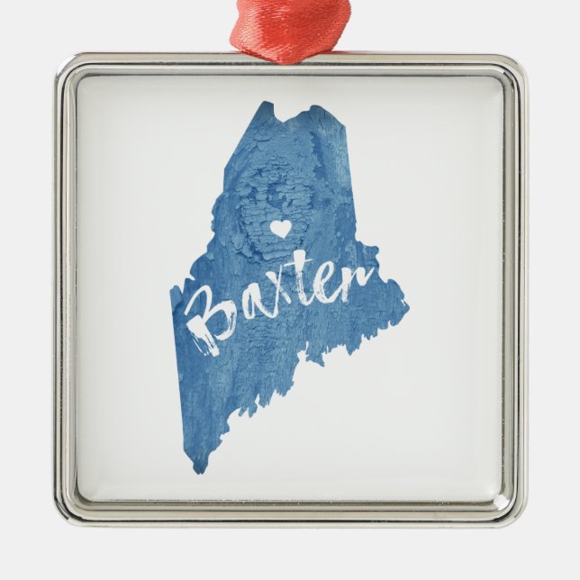 Baxter State Park Maine Wood Grain Metal Tree Decoration (Front)