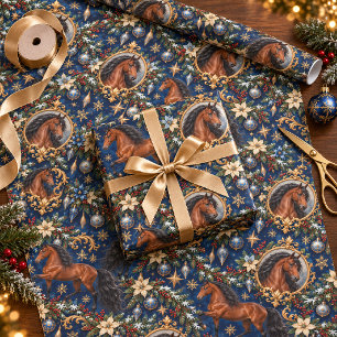 Bay Andalusian Sapphire Blue Christmas Wrapping Paper