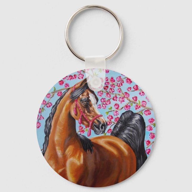 bay Arabian with blossoms Key Ring (Front)
