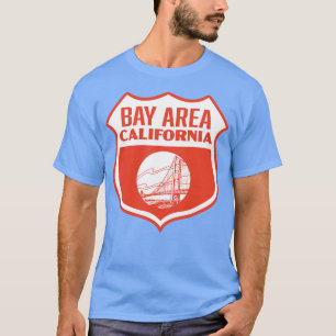 Bay Area California Retro Shield White on Red T-Shirt