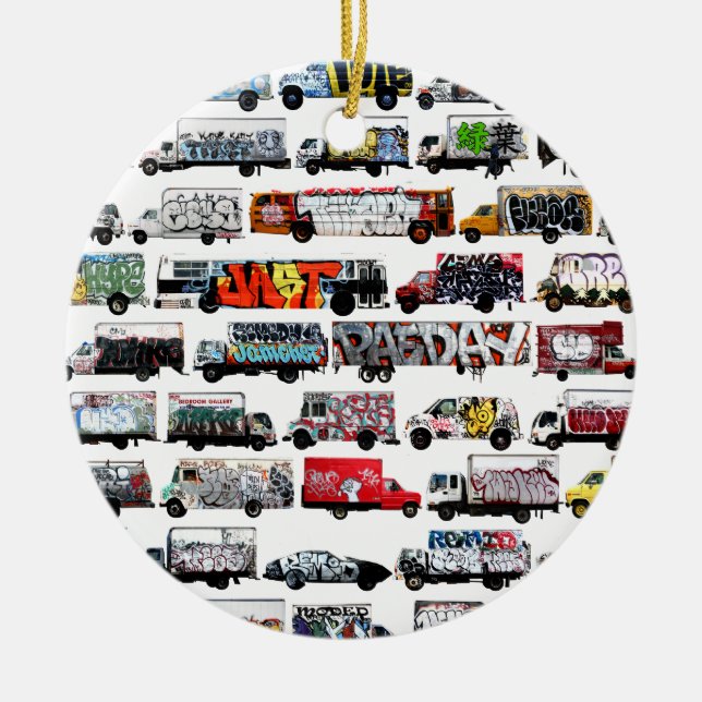 Bay Area Graffiti Trucks Ceramic Tree Decoration (Front)