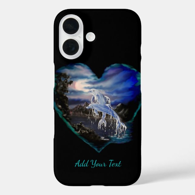Bay at Night , Dolphin Love , Add Your Text Case-Mate iPhone Case (Back)