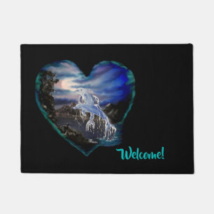 Bay at Night , Dolphin Love Doormat
