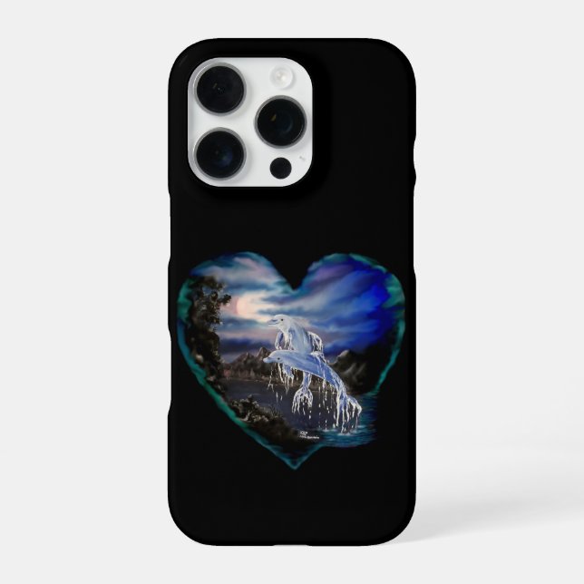 Bay at Night , Dolphin Love iPhone Case (Back)