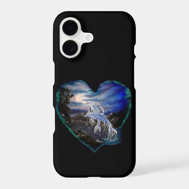Bay at Night , Dolphin Love iPhone Case (Back)