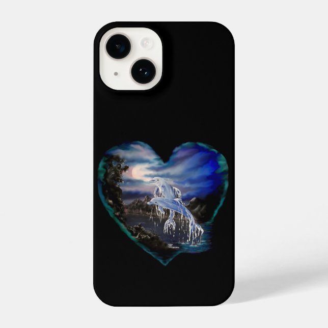 Bay at Night , Dolphin Love iPhone Case (Back)