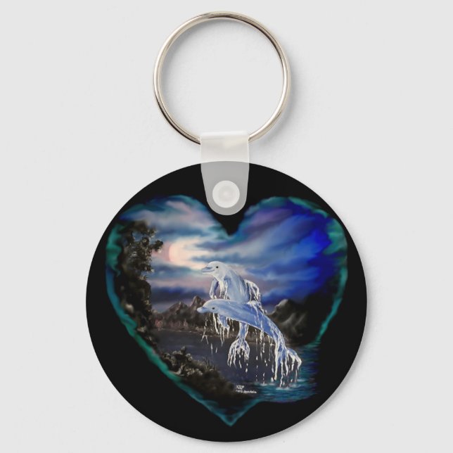 Bay at Night , Dolphin Love Key Ring (Front)