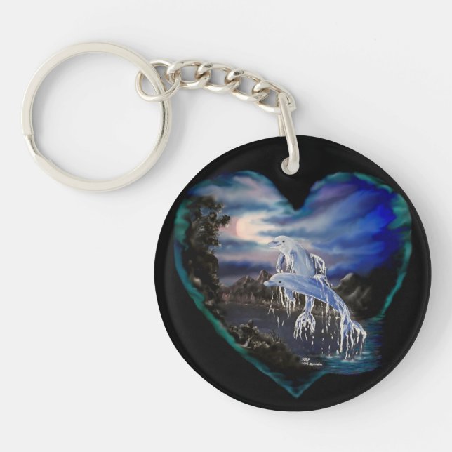 Bay at Night , Dolphin Love Key Ring (Front)