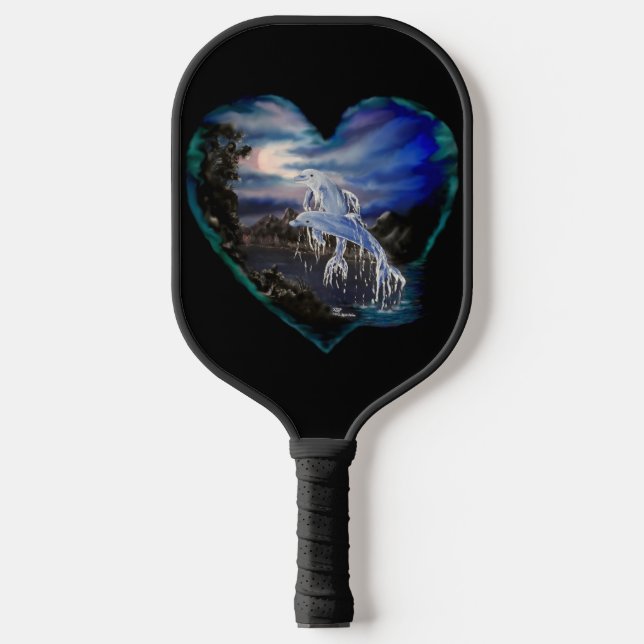 Bay at Night , Dolphin Love Pickleball Paddle (Front)