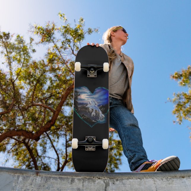 Bay at Night , Dolphin Love Skateboard (Outdoor 1)