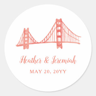 Bay Bridge Wedding Classic Round Sticker