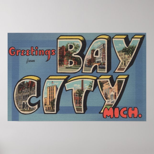 Bay City, Michigan - Large Letter Scenes 2 Poster (Front)