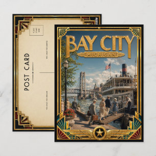 Bay City Michigan Vintage Art Deco Golden Age Postcard