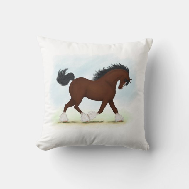 Bay Clydesdale Horse Cushion (Front)
