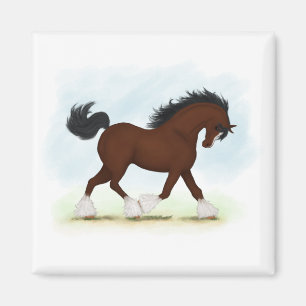 Bay Clydesdale Horse Magnet