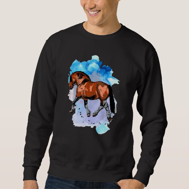 Bay Draught Horse Watercolor Sweatshirt (Front)