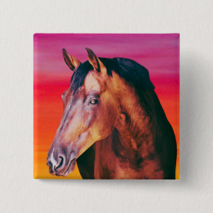 Bay Horse Gradient   15 Cm Square Badge