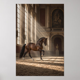 Bay Horse in Grand Classical Riding Hall Wall Art