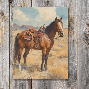 Bay Horse in the Desert Southwestern Postcard