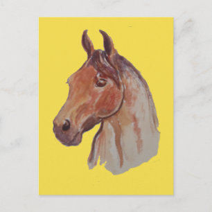 Bay Horse on Yellow Postcard