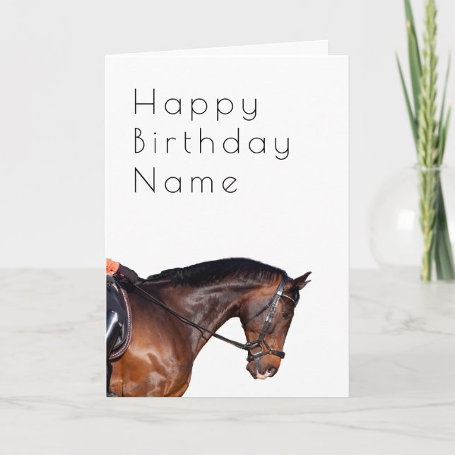 Bay Horse Photograph Deco Birthday Card (Front)