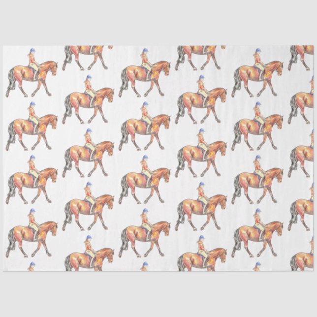 Bay Horse Trotting Dressage  Tissue Paper (Front)