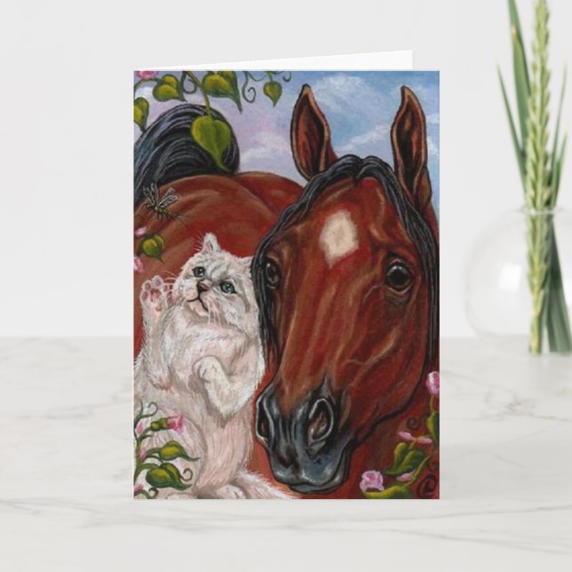BAY HORSE White Persian Cat Note Card (Front)