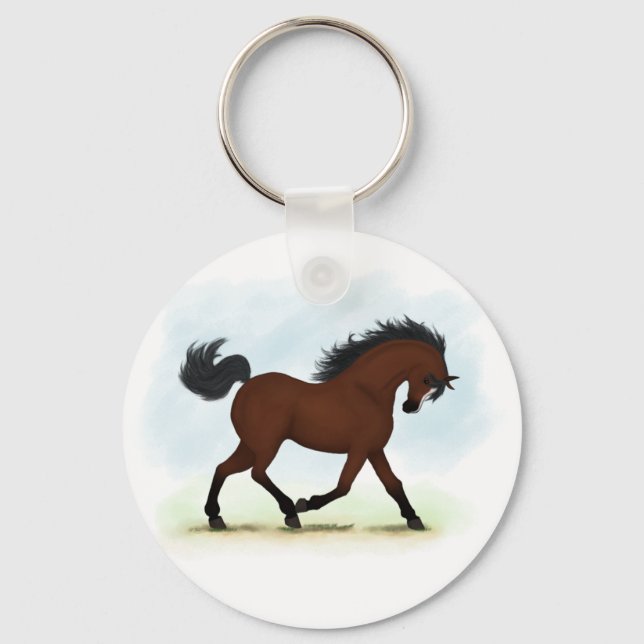 Bay Horse With Blaze Key Ring (Front)