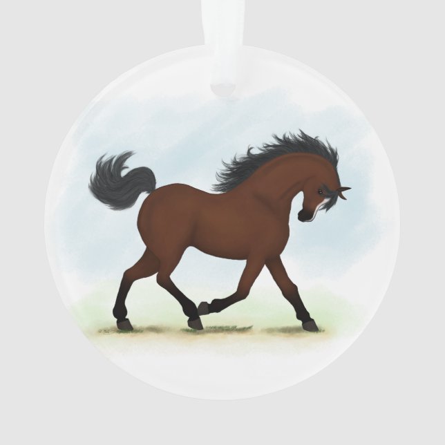 Bay Horse With Blaze Ornament (Back)