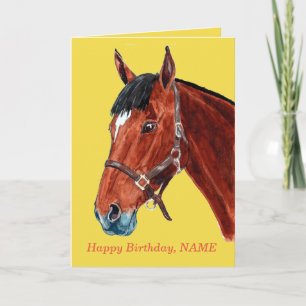 Bay Horse with Star Card