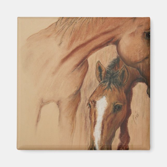 Bay Horses Art Magnet (Front)