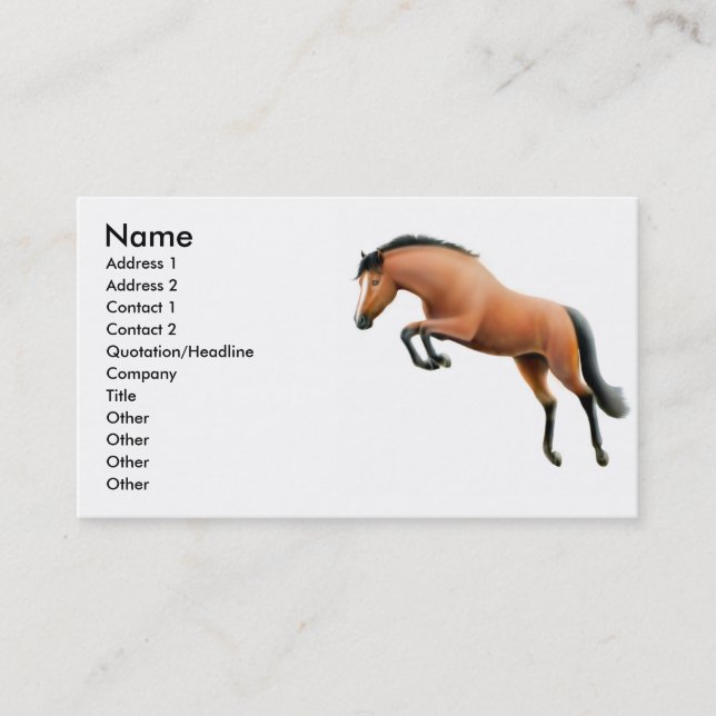 Bay Jumping Horse Business Card (Front)