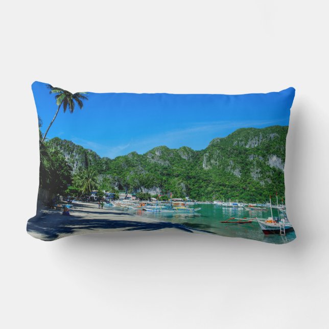 Bay Of El Nido Beach Lumbar Cushion (Front)