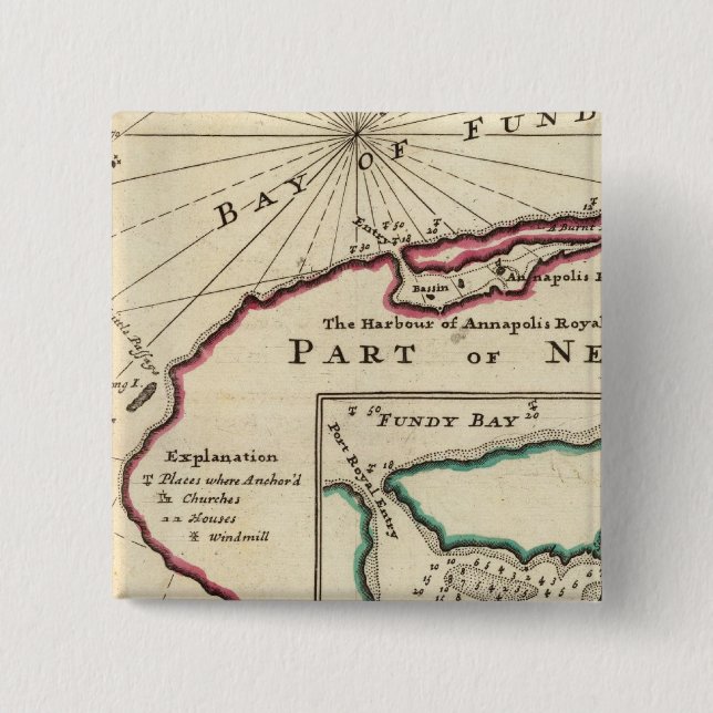 Bay of Fundy and harbour of Annapolis Royal 15 Cm Square Badge (Front)