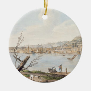 Bay of Naples from sea shore near the Maddalena Br Ceramic Tree Decoration